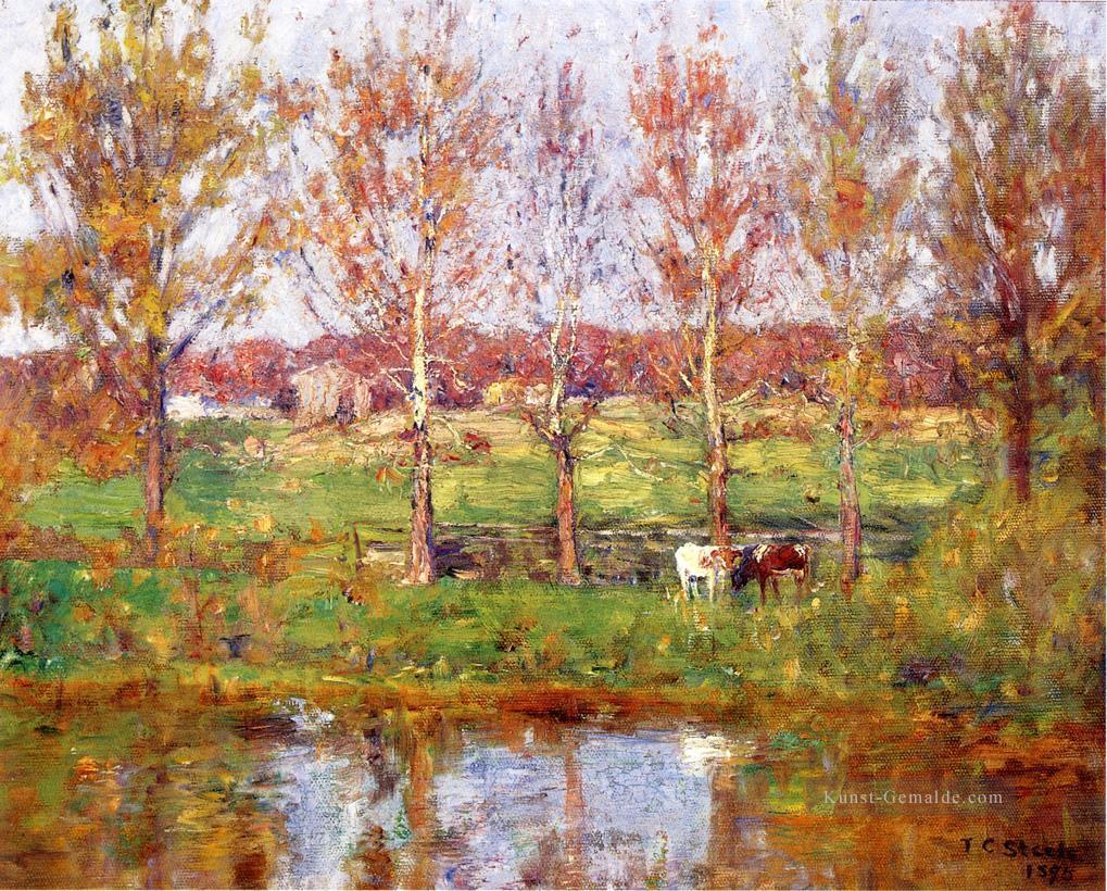 Kühe durch den Bach Impressionist Indiana Landschaften Theodore Clement Steele Ölgemälde
